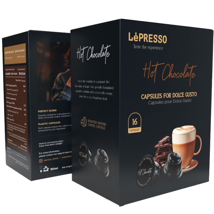 Lepresso Hot Chocolate Capsule for Dolce Gusto 16pc, Perfect Blend - Black