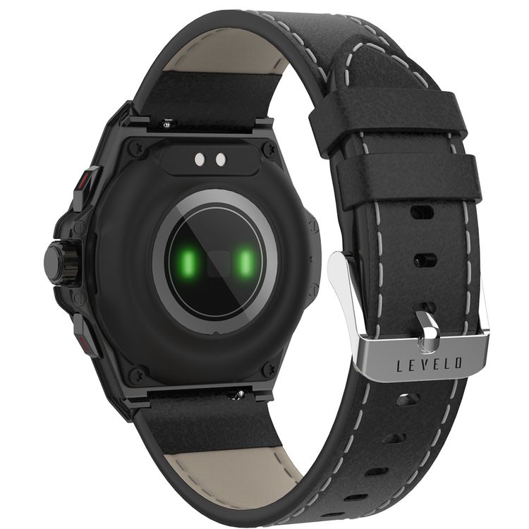 Levelo Oak Automatique Hybrid Smart Watch, Amoled Display, IP68 Water Resistant, Health Monitoring - Black 