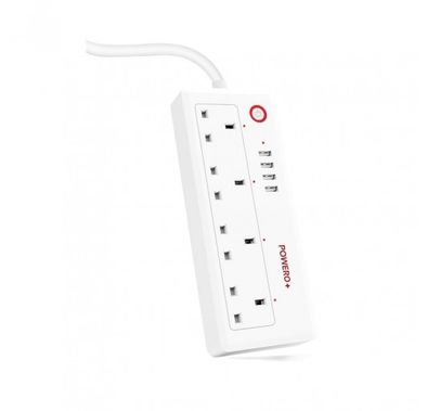 Powero+, Smart Power Strip Works with Alexa Google Home, Smart Plug USB WiFi Surge Protection Socket Universal Power Extension, 1.8m Extension Cord, 4 USB 4 Charging Ports