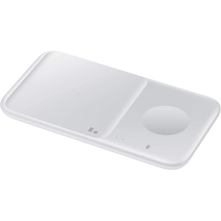 Samsung Wireless Charger Duo with LED Dim Light Charging Status Compatible for Samsung Galaxy Phone, Watch, Buds, iPhone & AirPods, Fast Wireless Charging Pad 7.5W Qi Enabled White