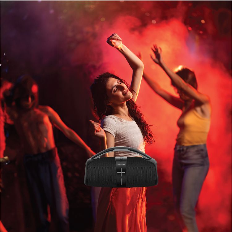 Green Lion Parma Pro Wireless Speaker, 4000mAh Battery Capacity, 6-7 Hours Play Time, Type-C Charging Port, Waterproof, Digital Display, RGB Light & Multiple Lighting Effects, 10m Bluetooth Distance - Gray