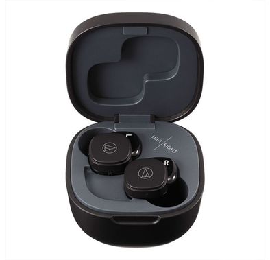 Audio-Technica ATH-SQ1TW-BK Wireless Earbuds, Touch Sensor Control, Fast Pair, 1.5 Hours Charging Time, 6.5 Battery Life - Black
