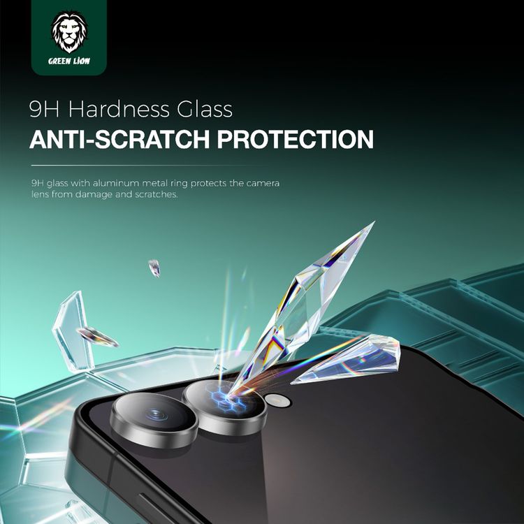 Green Lion Classic Camera Lens for Z Flip 7 with Full Coverage, Anti-Scratch Protection, Anti-Fingerprint Guard, High Transparency, 9H Hardness - Gray