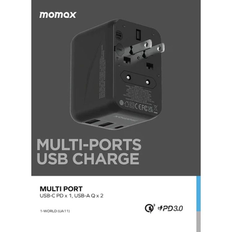 Momax 1-World 3 Port + AC Travel Adapter 20W