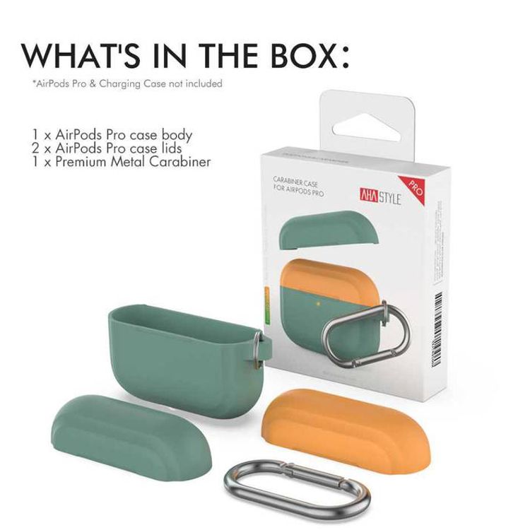 AhaStyle Premium Silicone Two Toned Case with Anti-Lost Keychain Compatible for AirPods Pro, Scratch Resistant, Shock Absorption, Drop Protection, & Dustproof