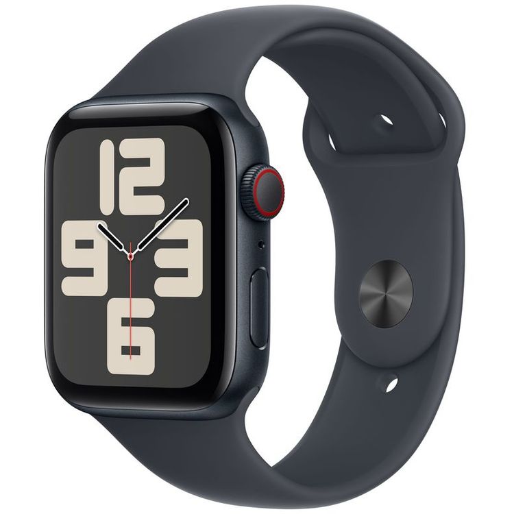 Apple Watch SE 2024 GPS 44mm Midnight Aluminum Case with Midnight Sport Band, M/L - Midnight