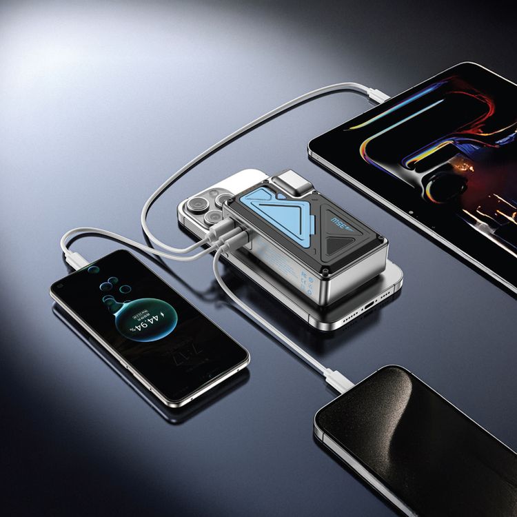 Powerology 20000mAh MagSafe Power Bank with Wall Charger, PD 35W, 15W Wireless Charger, On-Demand Kickstand, Single USB-A & USB-C & Lightning Ports, US/ EU/ UK Interchangeable Plugs - Black