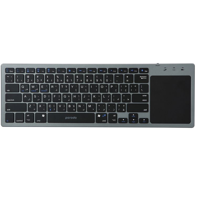Porodo Wireless Keyboard With Touch-Pad Ultra Slim Bluetooth Keyboard - Gray