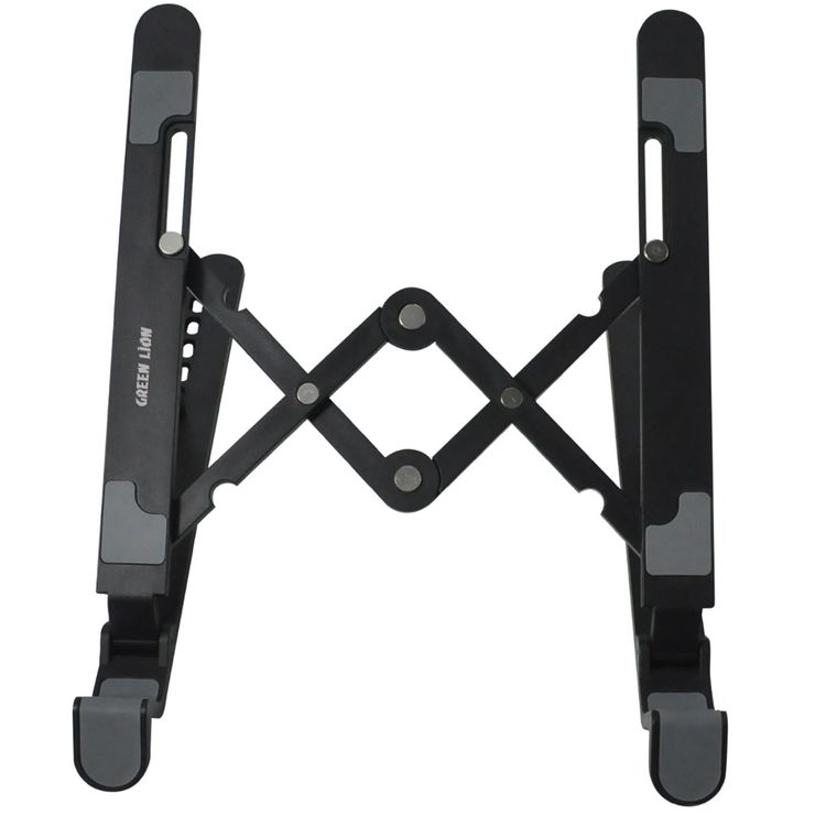 Green Lion Foldable Laptop Stand with 7 Tilts, Anti-Slip Surface, Fast Heat Dissipation, Multi-Angle Adjustable, Double X Hinge Type, 5kg Weight Capacity - Black