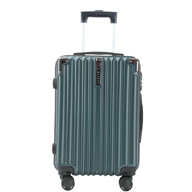 Levelo 3-Set ABS Luggage with Built-in Weighing Scale, Combination Lock, Iron Trolley, Double Wheels, Impact-Resistant Corners & Shock-Resistant, PP & Soft Rubber Handle - Forest Green