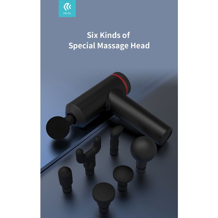 Devia 359668-BK General Fascia Gun Electric Massager Muscle Relaxer for Pain Relief { Brush Motor } 2000mah 25W - Black