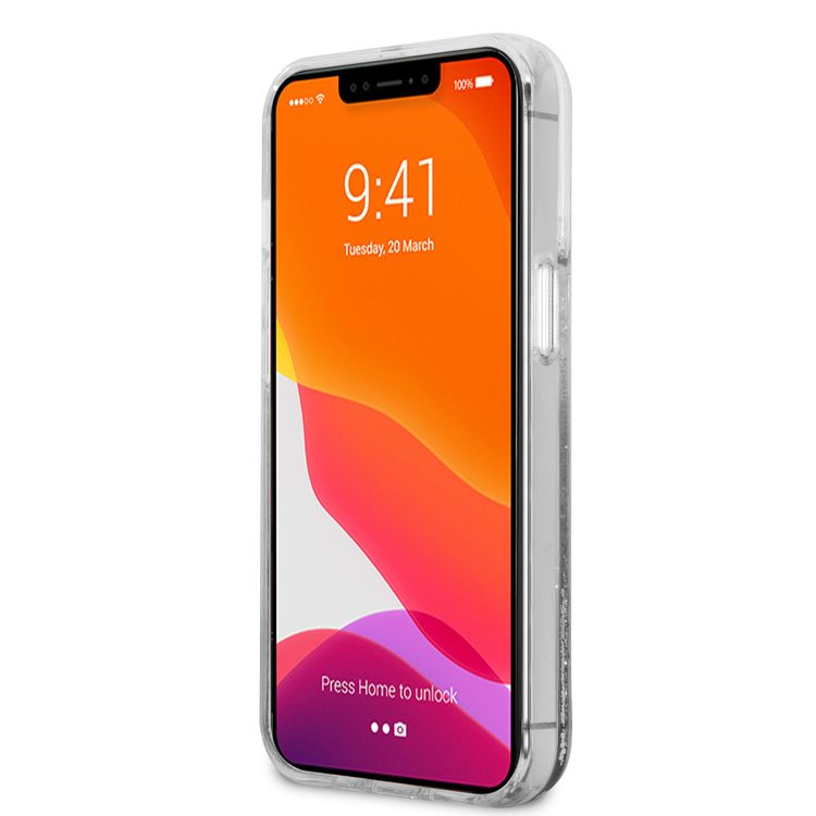 CG MOBILE Guess Liquid Glitter Case with 4G Electroplated Logo Compatible for iPhone 13 Pro (6.1") Anti-Scratch, Easy Access to All Ports, Shock Absorption