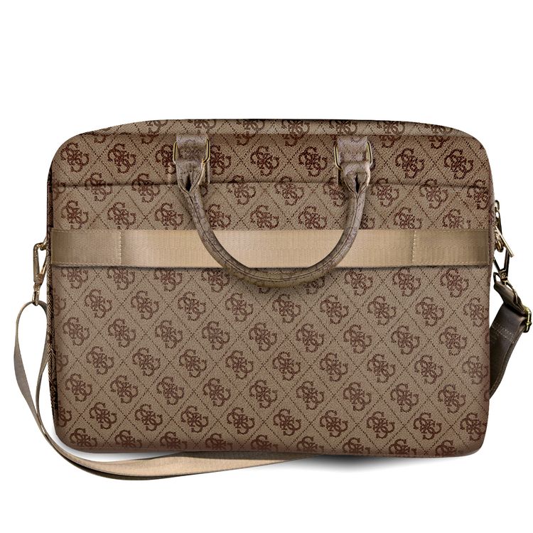 CG Mobile Guess PU 4G Big Logo Computer Bag 15" with Adjustable Shoulder Strap with Zipper for MacBook, Suitable for Outdoor, Business, Office, School Officially Licensed Brown