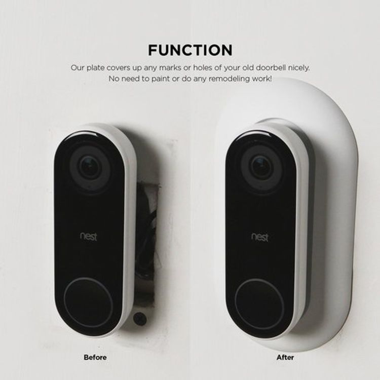 Elago Wall Plate Designed for Google Nest Hello Wall Plate Compatible with Google Nest Hello Smart Wi-Fi Video Doorbell, Use with Adjustable Wedge - White