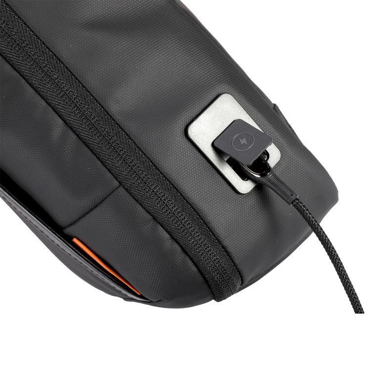 Porodo Gaming Sling Bag with 20W USB-C Charging Outlet, 2 Compartments, Polyester, Waterproof - Black