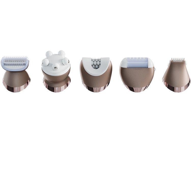 Green Lion 5-in-1 Cordless Epilator Kit with Ergonomic Design, Type-C Charging, #280 DC Brushed Motor, 6300RPM Motor, Stainless Steel Blade, 1400mAh Battery Capacity, Digital Display - White