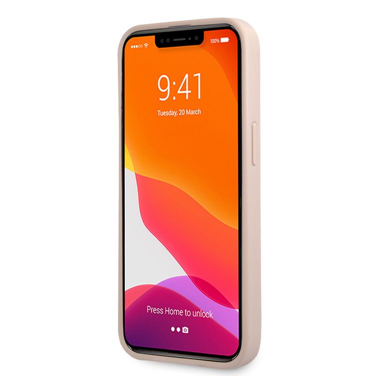 CG MOBILE Guess PC/TPU 4G PU Case with Bottom Stripe Metal Logo Compatible for iPhone 13 Pro Max (6.7") Anti-Scratch, Easy Access to All Ports, Shock Absorption