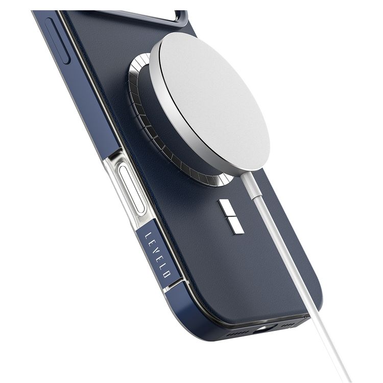 Levelo Mia MagSafe Hybrid Case for iPhone 17 Pro, N52 Strong Magnets, Matte Silicone Texture Material, Frosted Clear Design, 1.5m Drop Tested, Aluminum Alloy Frame for Camera & Edges, Non-Slip Texture, Comfortable Grip, Shock-Resistant Bumper - Midnight Blue