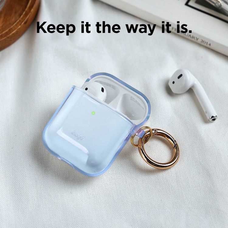 Elago Clear (TPU) Hang Case Compatible for Apple AirPods 1&2 Generation, Front LED Visible, Scratch Resistant, Drop Resistant, Dustproof and Absorbing Protective Cover