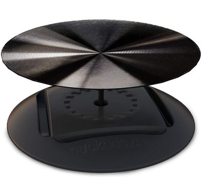Nuckees Phone Grip and Stand for Smartphones, Tablets and Other Electronic Devices, 360 Gripping, Reusable and Magnetic Mount Friendly - Black Metal Vinyl