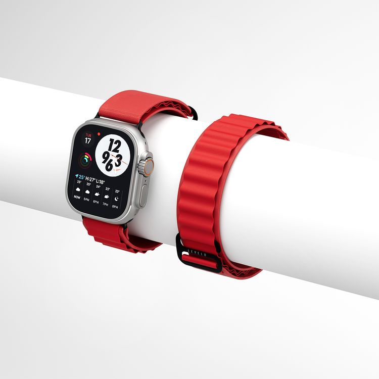 Levelo Ace Loop Watch Strap with Titanium G Hook Buckle for Apple Watch 49/45mm, Sweat & Water Resistant, Compatible with SE, Series 8, 7, 6, 5 & 4, Soft & Comfortable Fit - Red