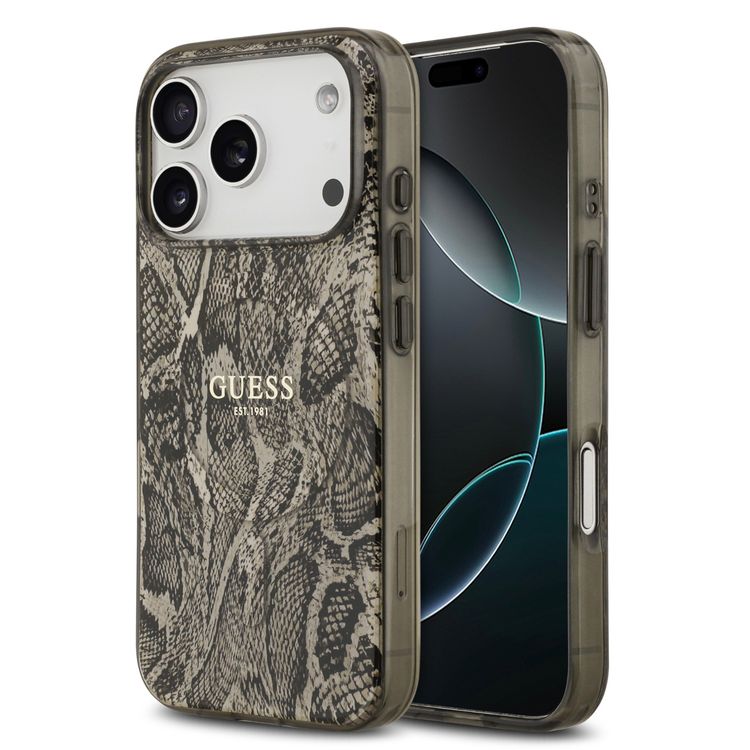 غطاء لجهاز iPhone 17 Pro بتصميم نمط Phython وشعار كلاسيكي مصنوع من مواد PC وTPU مع تقنية MagSafe، يوفر حماية ضد السقوط، وقبضة مريحة، وشكل نحيف وأخف وزناً، مع عبوة مستدامة، وتركيب سهل - بني