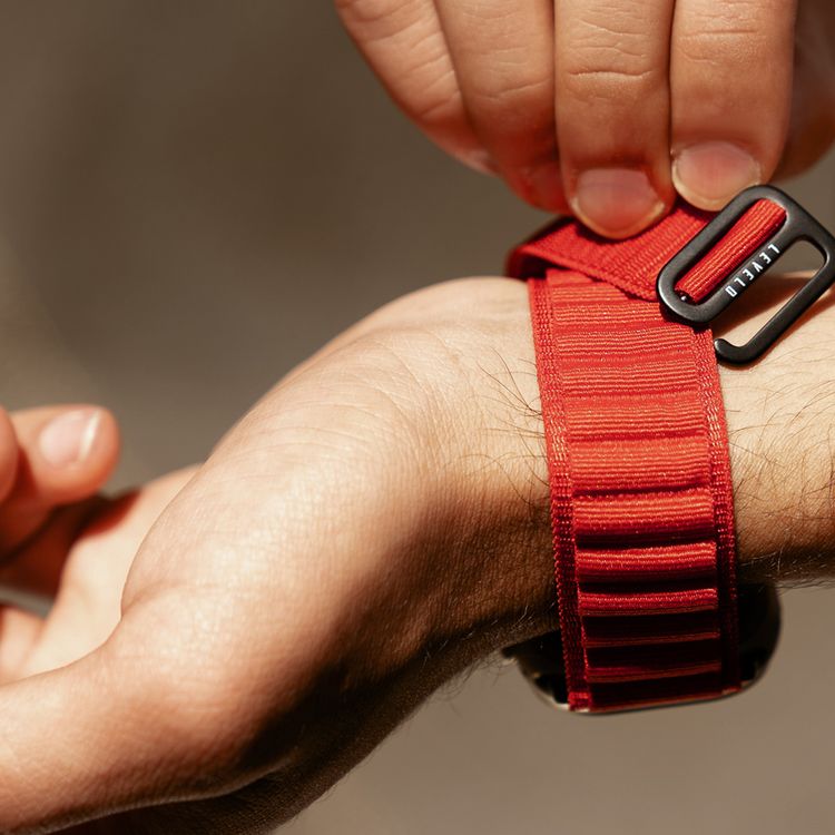 Levelo Ace Loop Watch Strap with Titanium G Hook Buckle for Apple Watch 49/45mm, Sweat & Water Resistant, Compatible with SE, Series 8, 7, 6, 5 & 4, Soft & Comfortable Fit - Red