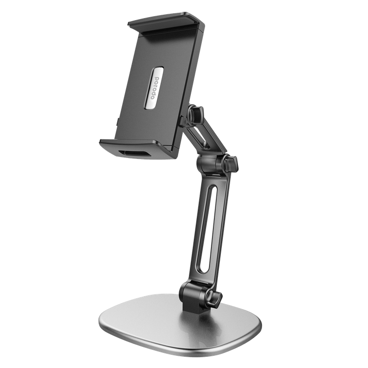 Porodo 360° Full Rotate Multi-Joint Universal Mount 4" - 12" Supported Devices, Stand Mount with Premium Aluminum Shell, Adjustable Mobile Phone & Tablet Holder - Gray