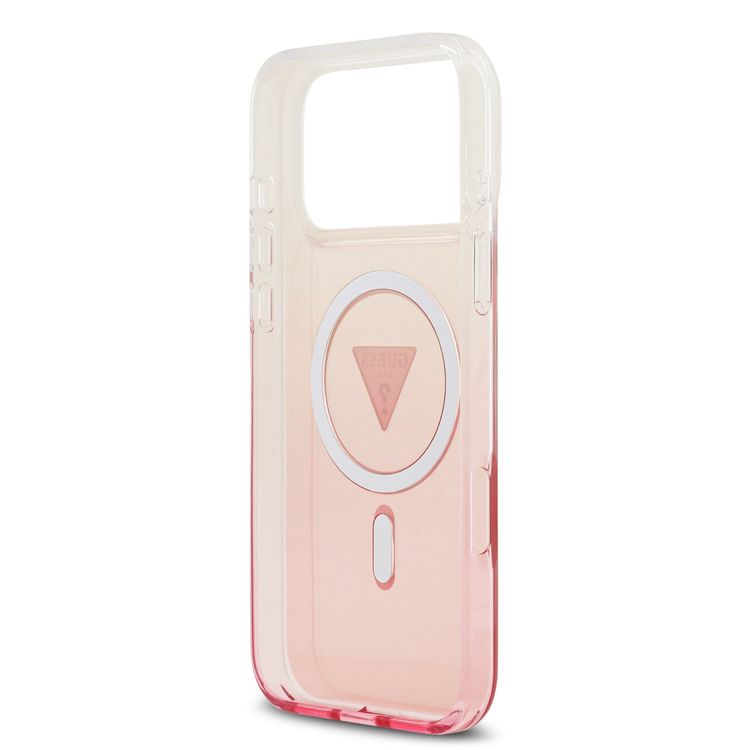 Guess MagSafe IML Gradient Case with Printed Triangle Logo for iPhone 17 Pro, Slim Profile, Drop Protection, Lightweight Design, Comfortable Grip, Sustainable Packaging, Easy Snap-On - Pink