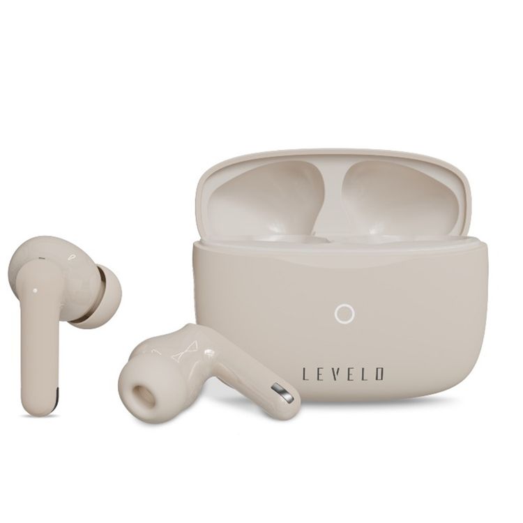 Levelo Oris ENC True Wireless Earbuds with Environmental Noise Reduction, Google & Siri Assistant, Hi-Fi Bass, Game/Music Modes, 280mAh Battery Capacity, 21 Hours Playtime - Beige