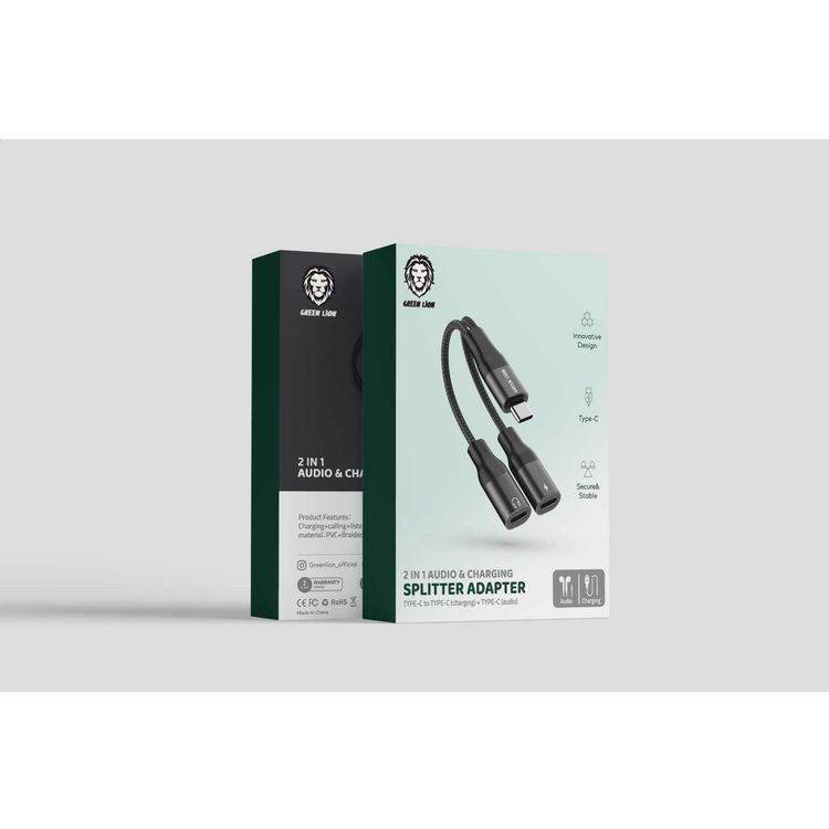 Green Lion 2 in 1 Audio & Charge USB C Adapter [ Dual Type-C ]