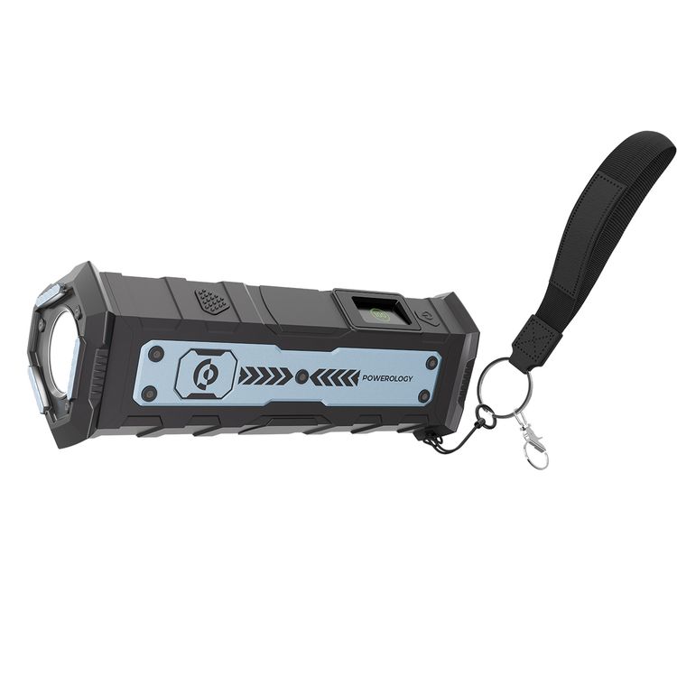 Powerology Torchpower 20000mAh Power Bank with 3 Flashlight Modes, 100 Lumens Brightness Level, PD 100W, QC3.0, Dual Type-C & USB-A Ports, Powerful Laptop Charging, Fast Charging Supports, Universal Compatibility - Black