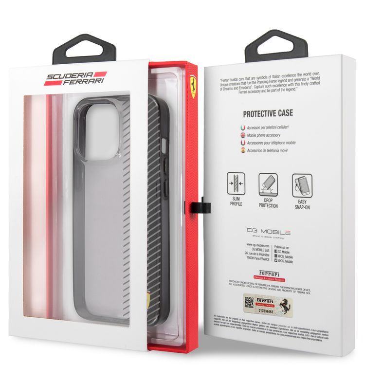 CG MOBILE Ferrari Transparent Hard Case Gradient Print Logo Compatible for iPhone 13 Pro (6.1") Scratches Resistant, Easy Access to All Ports