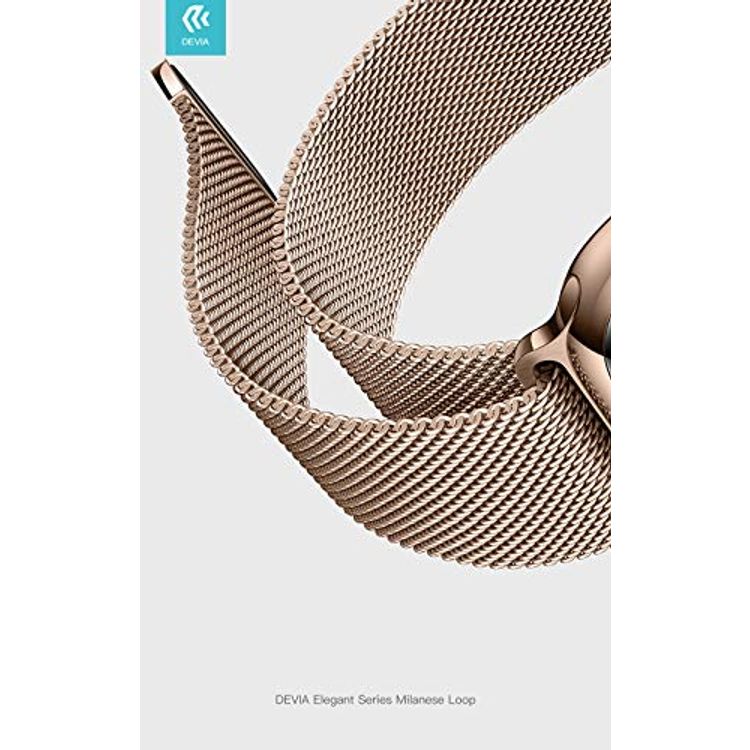 Devia Elegant Series Milanese Loop Replacement Wrist Band Strap, Stainless Steel Strap Compatible for Apple Watch 42/44mm - Gold