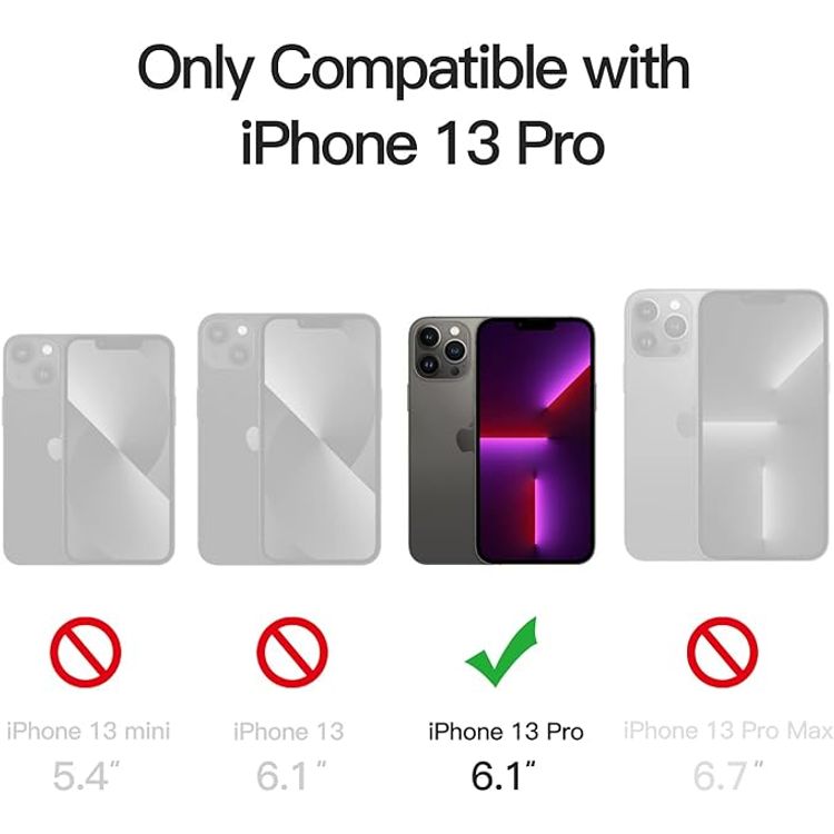 Green Lion Matte MagSafe Case for iPhone 13 Pro ( 6.1" ), Durable, Non-Yellowing, Magnetic precision, Metallic Camera Frame - Black 