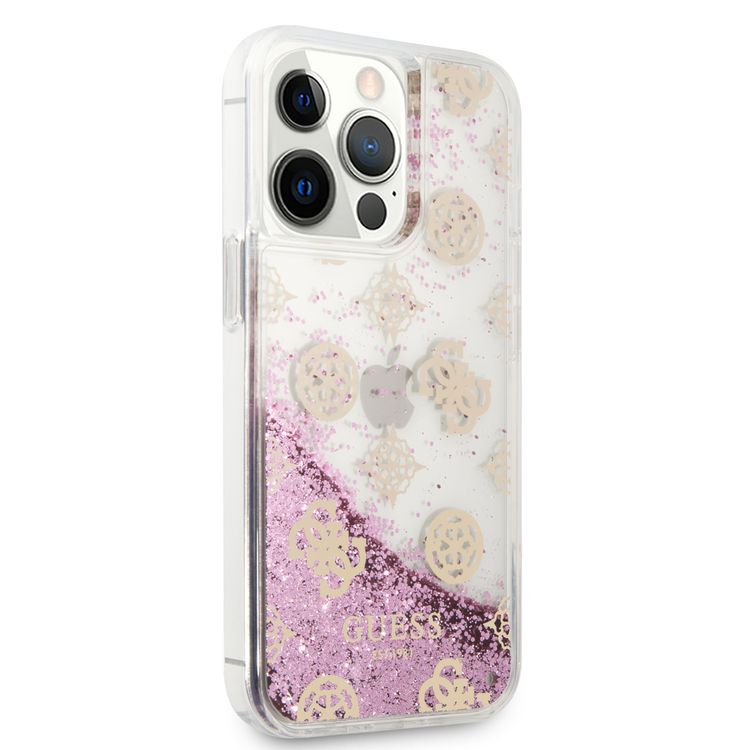 CG MOBILE Guess Liquid Glitter Case Electroplated Peony Logo Compatible for iPhone 13 Pro Max (6.7") Anti-Scratch, Easy Access to All Ports, Shock Absorption