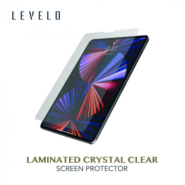 LEVELO Laminated Crystal Clear Tempered Glass Screen Protector Compatible for iPad Pro 12.9" (2021 & 2020) Sensitive Touch, Anti-Scratch, Shock Absorption Protector - Clear