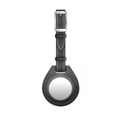 Viva Madrid Airtrax Leather Luggage Tag Case Compatible for AirTag, Scratch Protective Skin Cover, Anti-Lost Holder Suitable for AirTag Bluetooth Tracker - Black