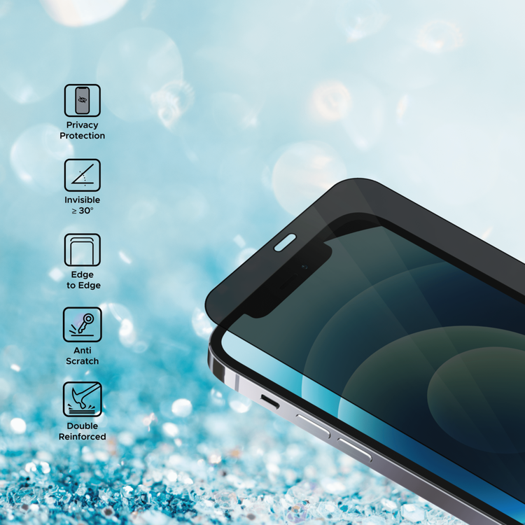 واقي شاشة Liberty Guard Privacy Full Cover بحافة مستديرة لهاتف iPhone 12/12 Pro، مضاد للصدمات ومضاد للتأثير - الخصوصية