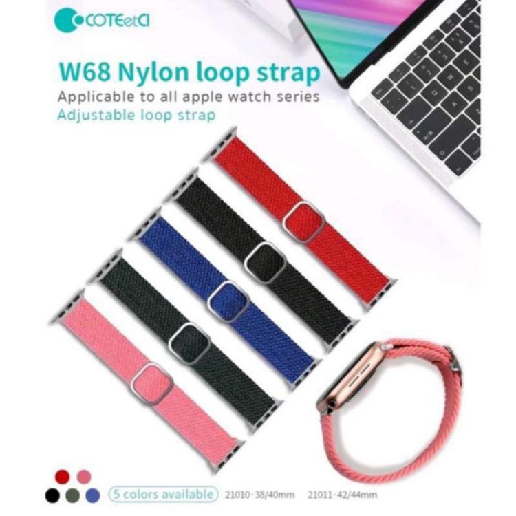 Coteetci Nylon strap with soft and breathable Adjustable Length Strap / Band Compatible With Apple Watch 42/44mm