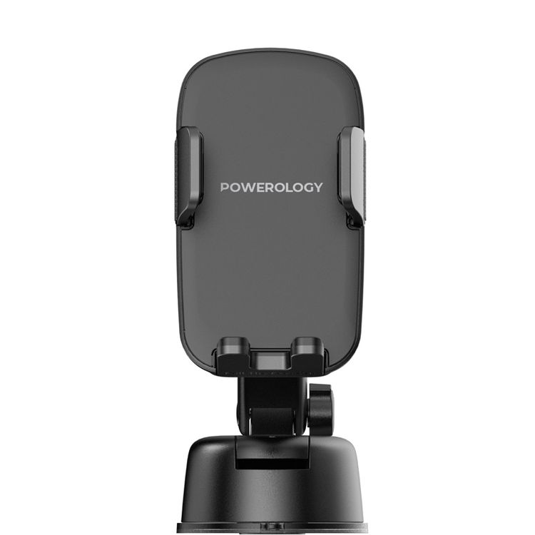 حامل هاتف السيارة باورولوجي رافن، مثبت تلقائيًا، مع دوران 360 درجة، وزاوية رؤية قابلة للتعديل، وعرض المشبك 5.5-9 سم، وشفط قوي، وثبات آمن - أسود