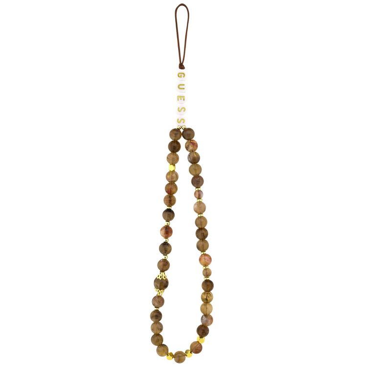 جراب جلد PU لجهاز iPhone 17 Pro Max من Guess مع شعار 4G كبير وشعار كلاسيكي مع حزام للمعصم، حماية من السقوط، تصميم خفيف الوزن، قبضة مريحة، تغليف مستدام، سهل التركيب، تصميم نحيف - بني