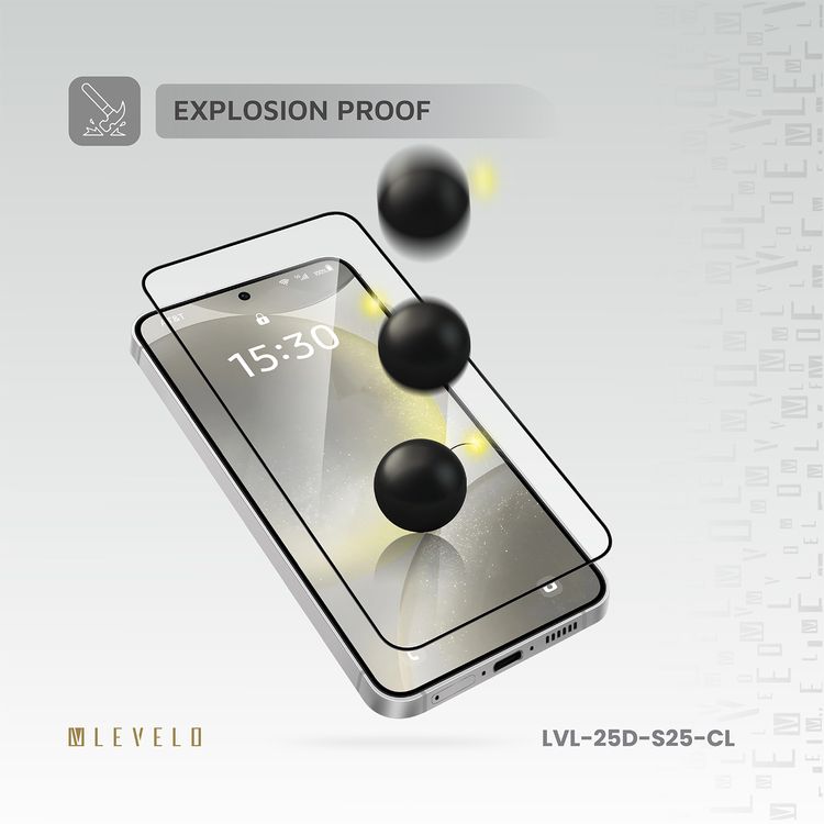 Levelo 2.5D Silk Print HD Clear Glass for Samsung Galaxy S25, High Silicone Aluminum, 0.25mm Ultra Thin, Scratch-Resistant, Oleophobic & Hydrophobic Coating, Instant Fingerprint Unlock, Air Bubble Prevention, Explosion- Proof, Auto-Exhaust - Clear