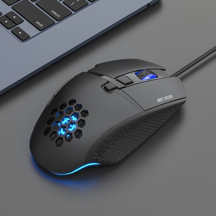 Green Lion G250 Gaming Mouse, Honeycomb & Ergonomic Design, 8 Programmable Buttons, Colorful Ambient Lighting, 7200 DPI Resolution, 3 Million Times of Click Lifespan - Black