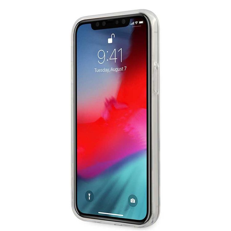 CG Mobile Mercedes-Benz Transparent Case Embossed 2 Compatible for iPhone 12 / 12 Pro (6.1") Shock & Scratch Resistant, Easy Access to All Ports - Blue Gradiant