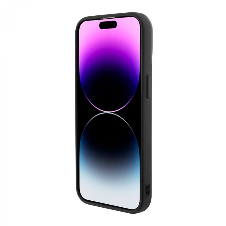 Guess Magsafe Leather Case with Gcube Stripe Pattern - Black - iPhone 15 Pro