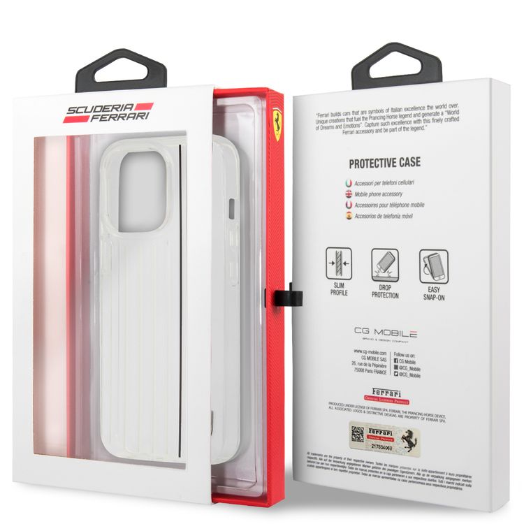 CG MOBILE Ferrari PC/TPU Hard Case with 3D Lines Contrasted Compatible for iPhone 13 Pro (6.1") Anti-Scratch, Easy Access to All Ports