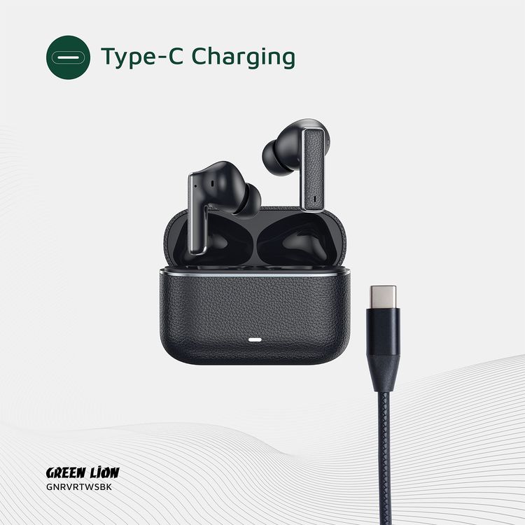 Green Lion River True Wireless Earbuds with ANC + ENC Clarity, Up to 7 Hours of Playtime, Smart in-Ear Detection, Bluetooth Version 5.4, -42dB Noise Reduction, 35 Hours Standby Time - Black