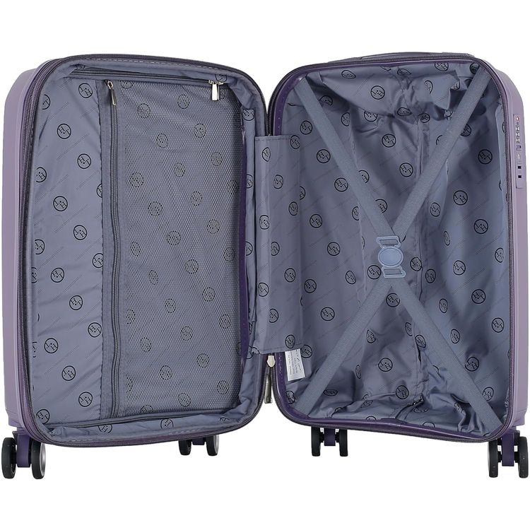 H.T Luggage Bag, Hard Case Polypropylene (PP) Material, Expandable, Telescopic Handle, Scratch Resistant, TSA Lock, Small Case Size - Purple
