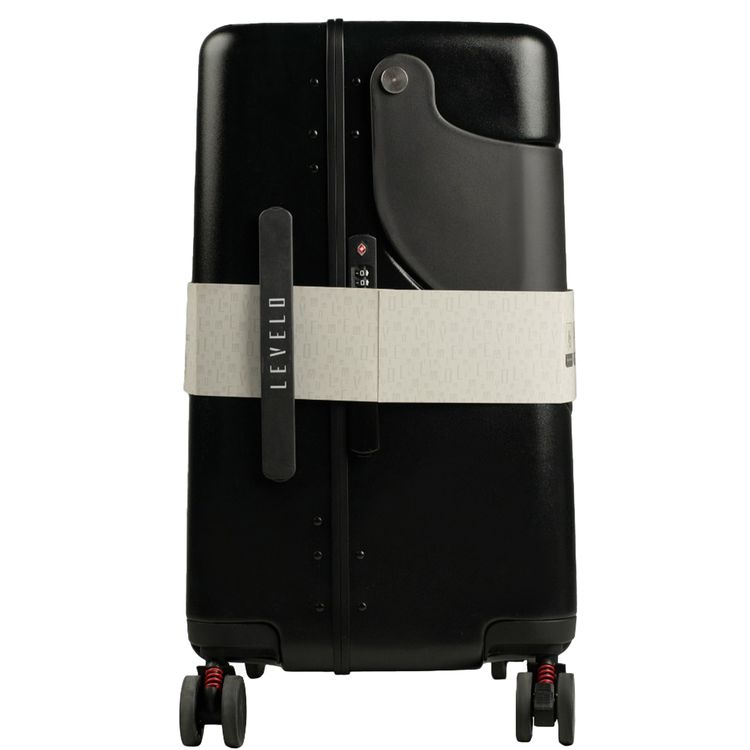 Levelo RoamRide 22" Travel Luggage with Built-in Child Seat, Impact Resistance Shell, Hypoallergenic Interior Comfort, 100kg Weight Bearing, Fusion Telescopic Handle - Metallic Black